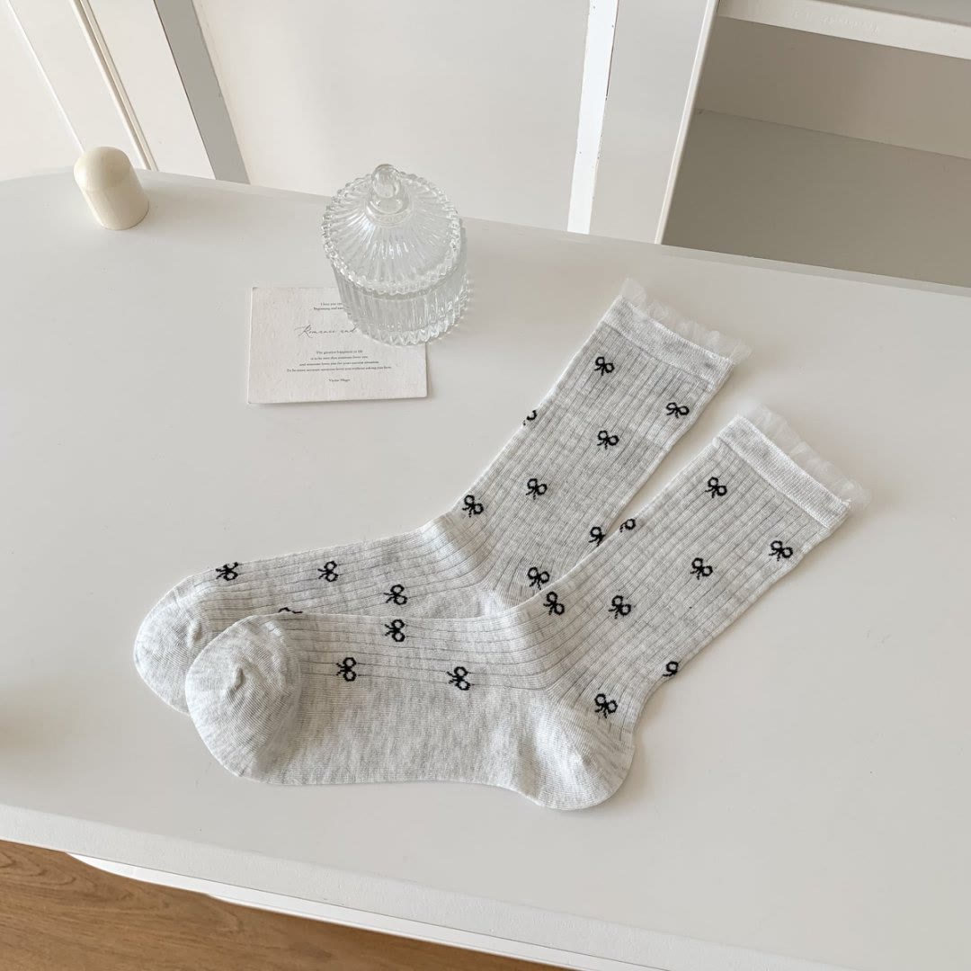 Plusock Bow Bamboo Quarter Socks (5 Pairs) - Light Gray - EU36-40(US3-7) - image 6