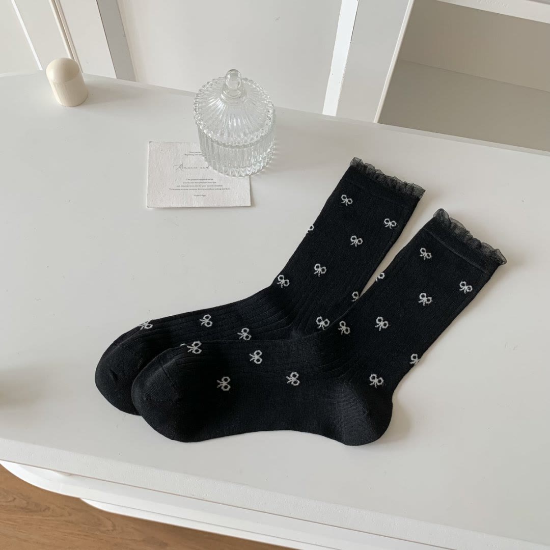 Plusock Bow Bamboo Quarter Socks (5 Pairs) - Black - EU36-40(US3-7) - image 4