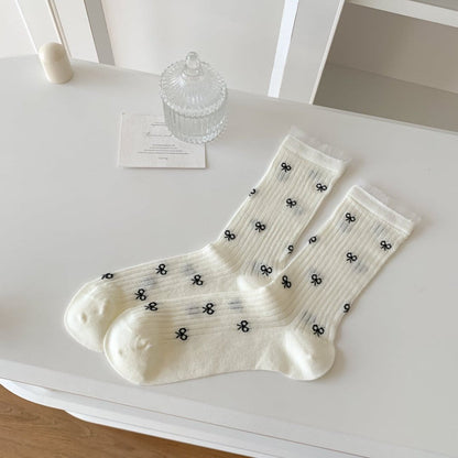 Plusock Bow Bamboo Quarter Socks (5 Pairs) - White - EU36-40(US3-7) - image 5