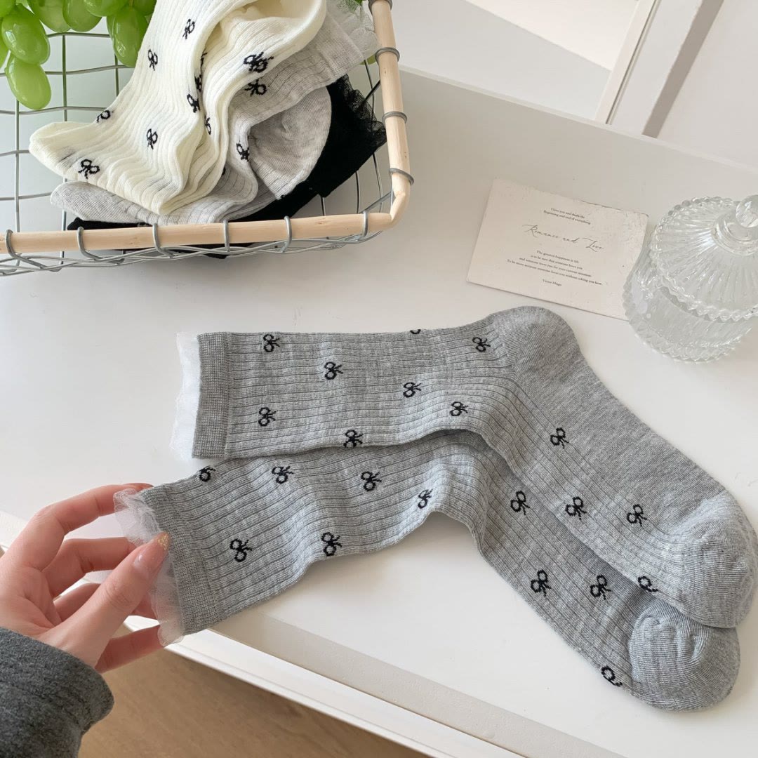 Plusock Bow Bamboo Quarter Socks (5 Pairs) - Grey - EU36-40(US3-7) - image 8