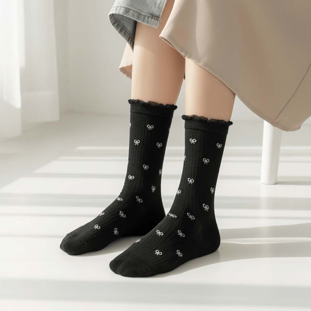 Plusock Bow Bamboo Quarter Socks (5 Pairs) - image 1
