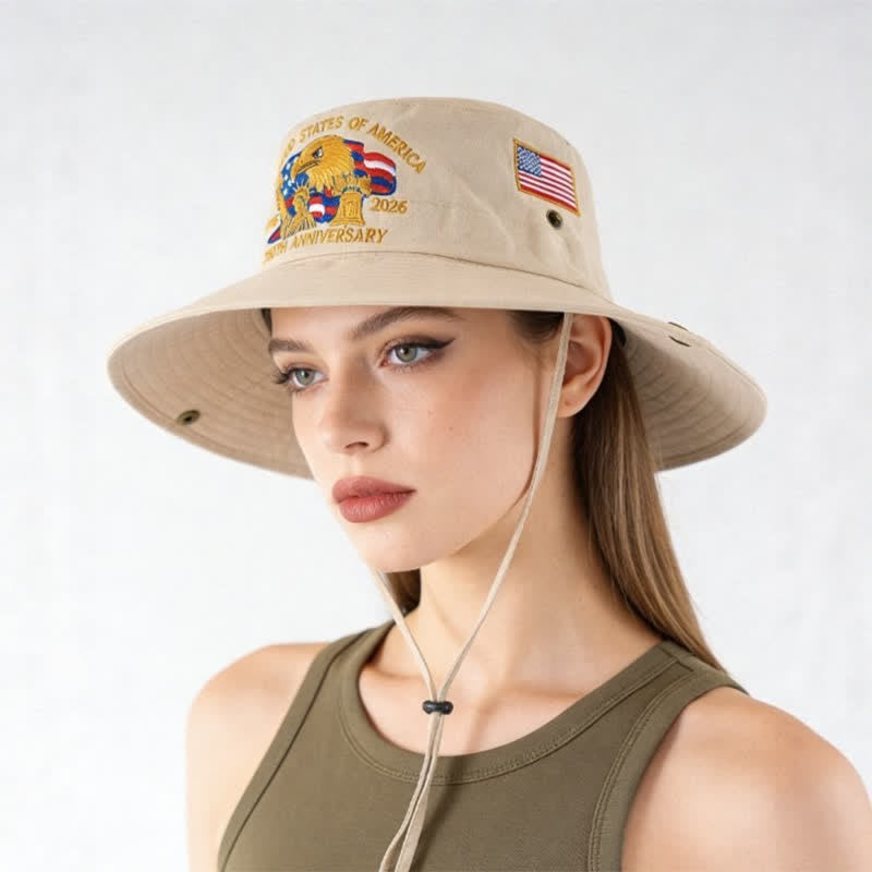 Plusock Flag Eagle Embroidered Outdoor Sun Hat - image 0