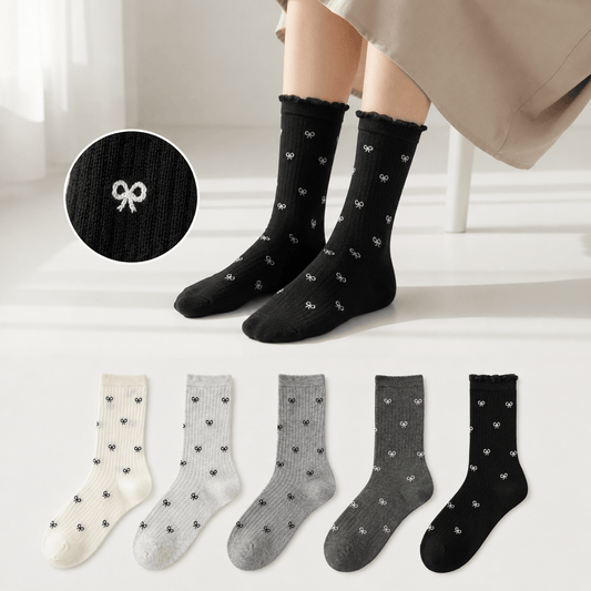 Plusock Bow Bamboo Quarter Socks (5 Pairs) - image 0