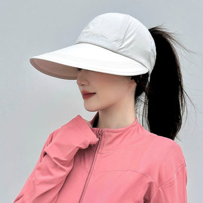 Plusock High Ponytail Opening Wide Brim Sport Sun Hat - White - One Size - image 3