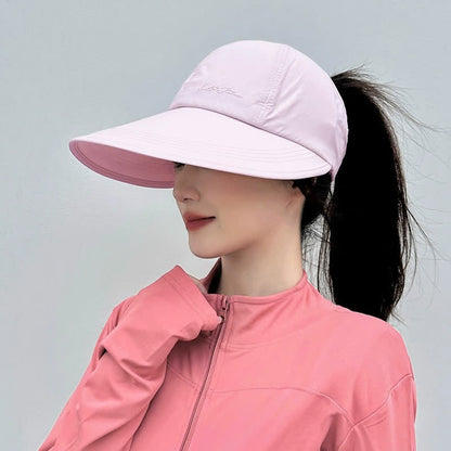 Plusock High Ponytail Opening Wide Brim Sport Sun Hat - Pink - One Size - image 5