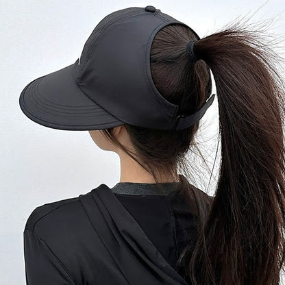 Plusock High Ponytail Opening Wide Brim Sport Sun Hat - image 2