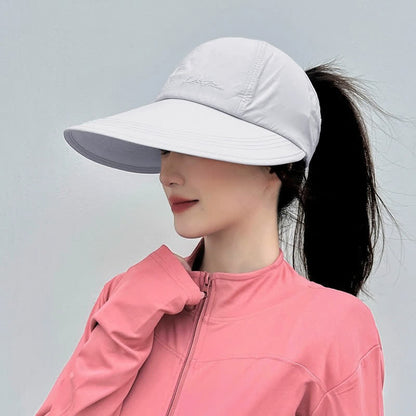 Plusock High Ponytail Opening Wide Brim Sport Sun Hat - Grey - One Size - image 4