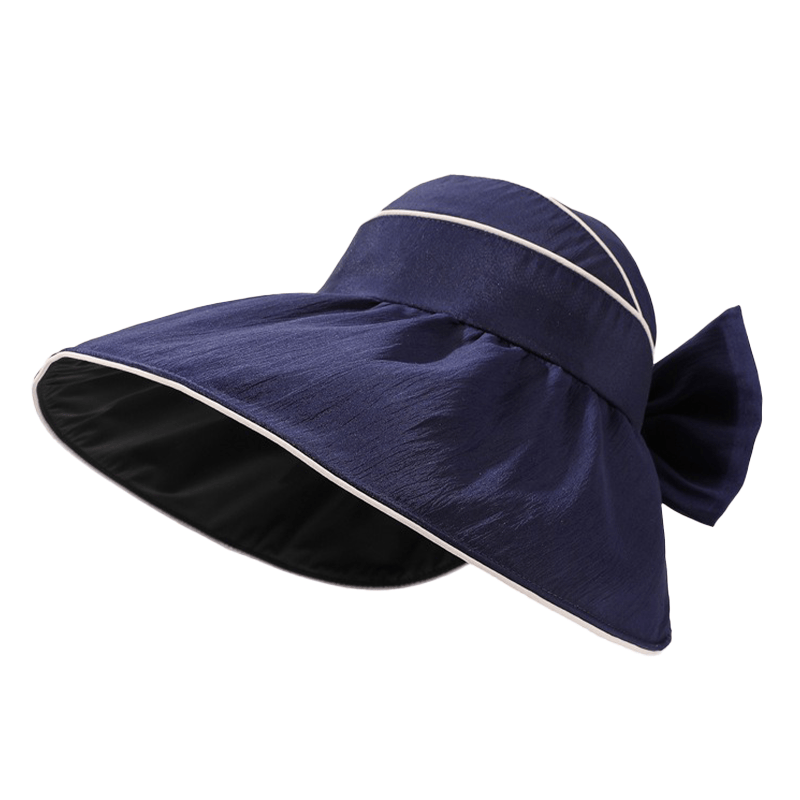 Plusock Bow Wide Brim Outdoor Sun Hat - Navy Blue - One Size - image 5