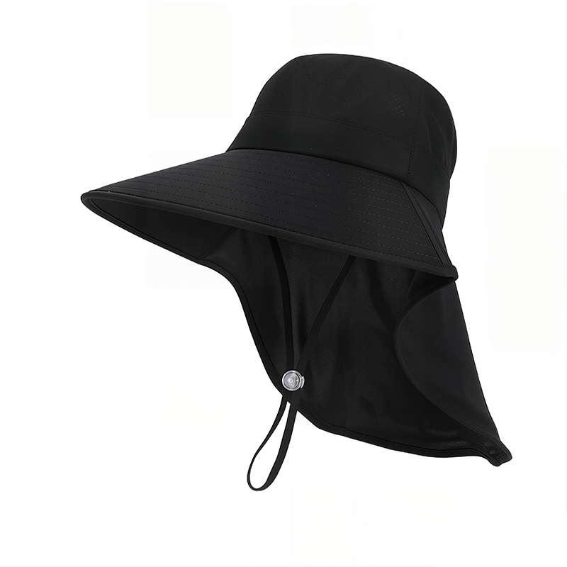 Plusock Wide Brim Shoulder Drape Travel Sun Hat - Black - One Size - image 9