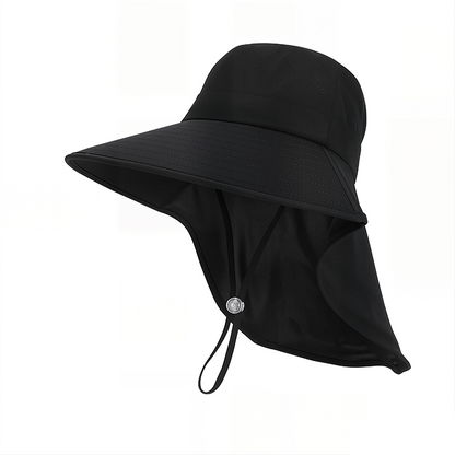 Plusock Wide Brim Shoulder Drape Travel Sun Hat - Black - One Size - image 9