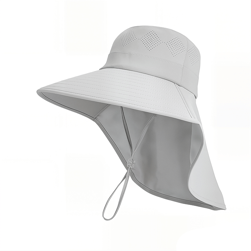 Plusock Wide Brim Shoulder Drape Travel Sun Hat - Grey - One Size - image 12