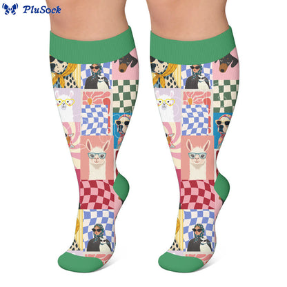 Plusock Plus Size Cartoon Animal Avatars Compression Socks - image 2