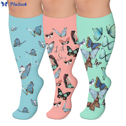 Plusock Plus Size Sweet Butterfly Compression Socks - image 0