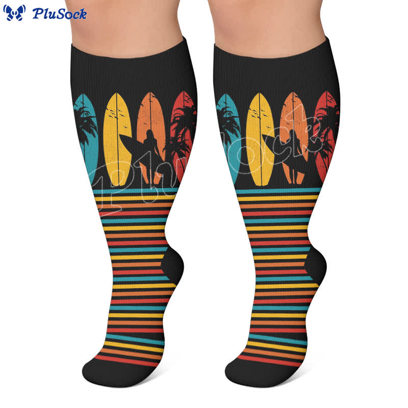 Plusock Plus Size Surf Stripe Compression Socks - image 4