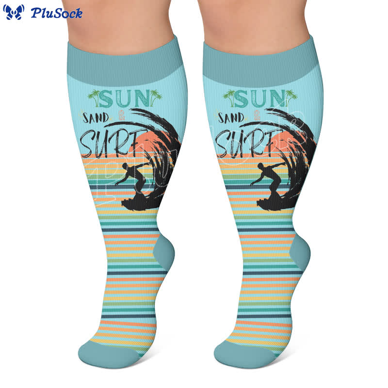 Plusock Plus Size Surf Stripe Compression Socks - image 2