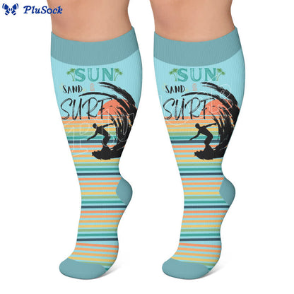 Plusock Plus Size Surf Stripe Compression Socks - image 2