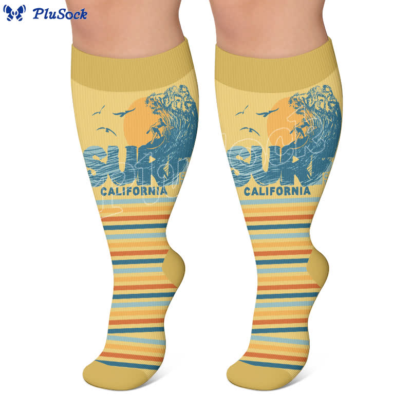 Plusock Plus Size Surf Stripe Compression Socks - image 3