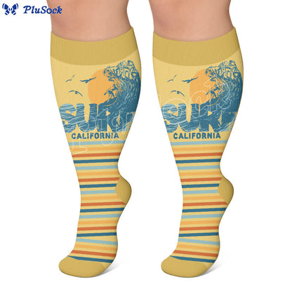 Plusock Plus Size Surf Stripe Compression Socks - image 3