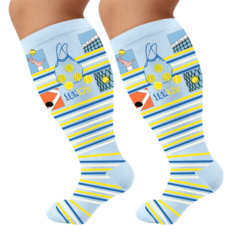 Plusock Plus Size Ball Sports Compression Socks - Blue(1 Pair) - 4XL - image 5