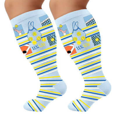 Plusock Plus Size Ball Sports Compression Socks - Blue(1 Pair) - 4XL - image 5