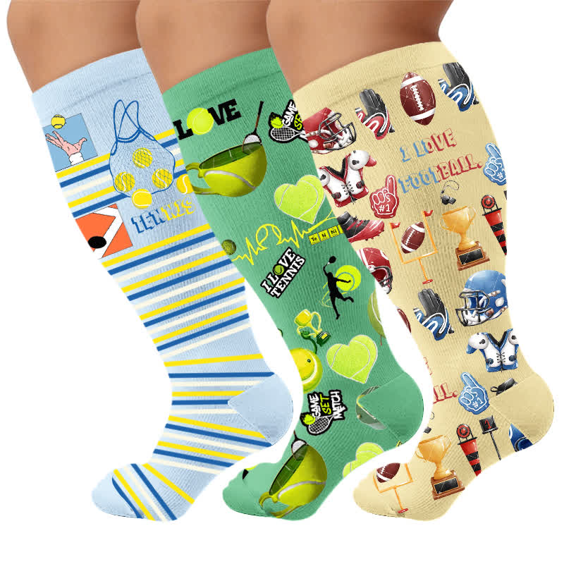 Plusock Plus Size Ball Sports Compression Socks - Multicolor(3 Pairs) - 4XL - image 1
