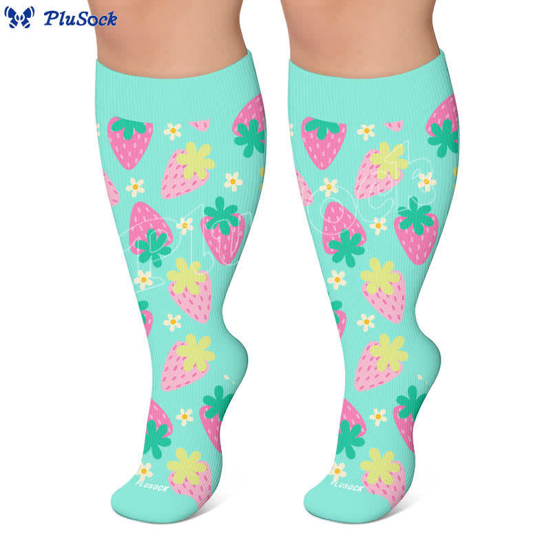 Plusock Plus Size Strawberry Cherry Compression Socks - image 4