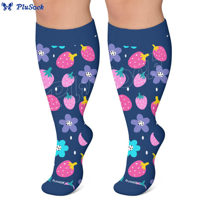 Plusock Plus Size Strawberry Cherry Compression Socks - image 3