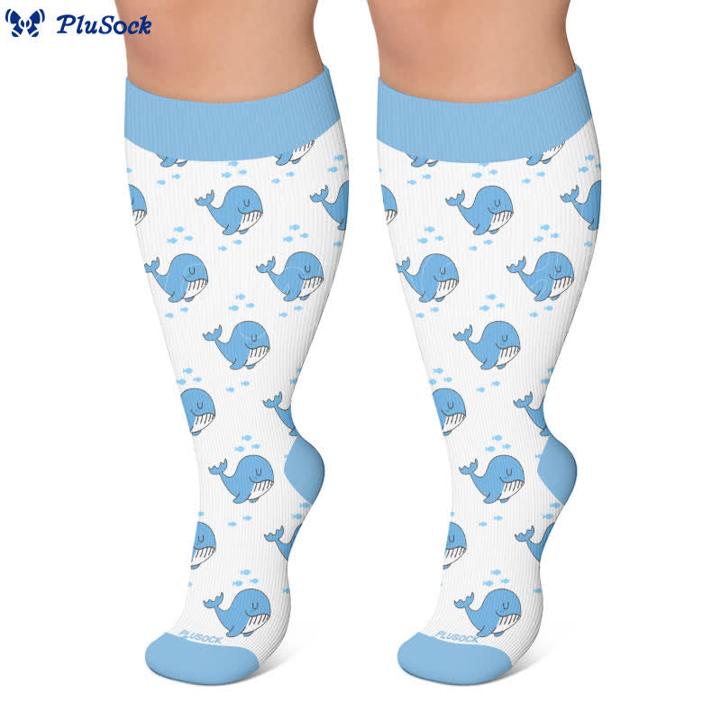 Plusock Plus Size Crab Sea Turtles Whales Compression Socks - image 3