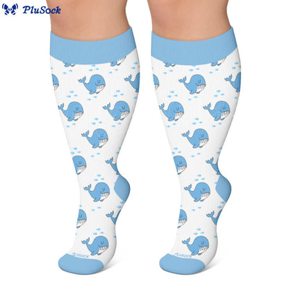 Plusock Plus Size Crab Sea Turtles Whales Compression Socks - image 3