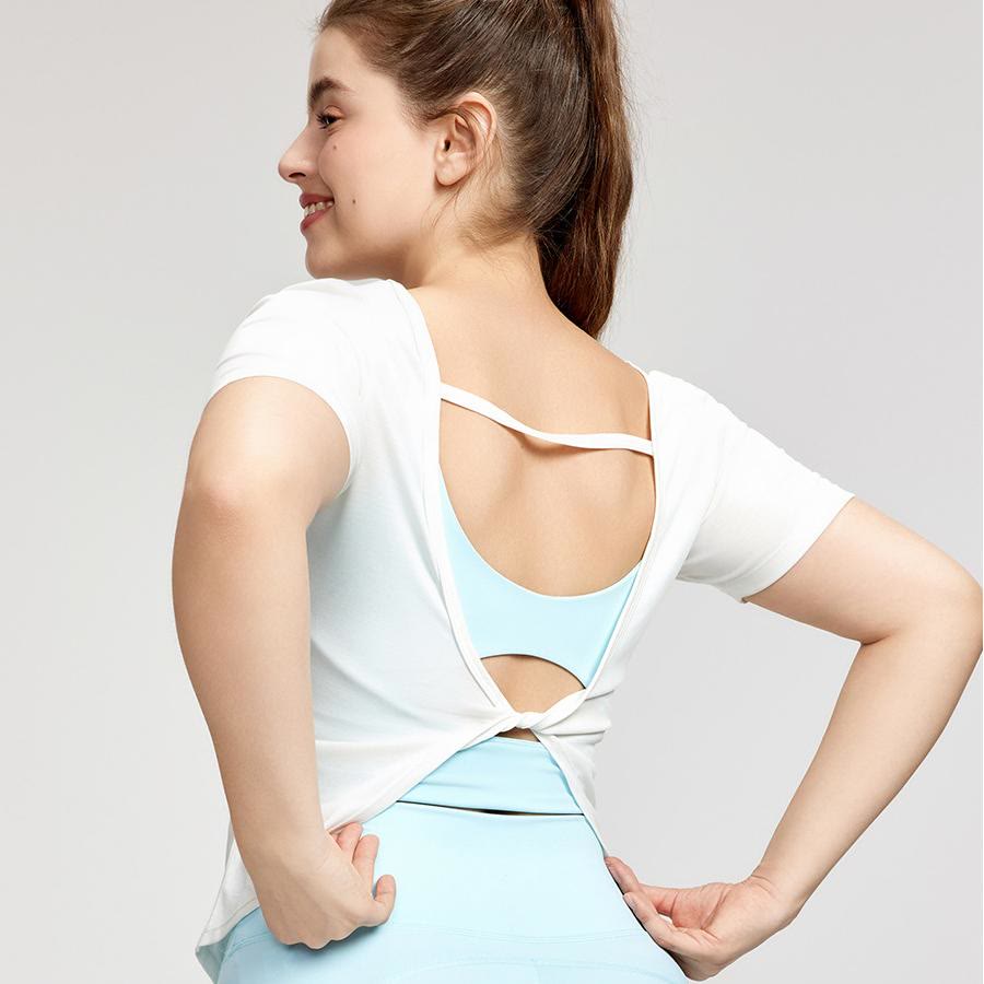 Plusock Breathable Essential Yoga Short Sleeves - White - 3 - image 0
