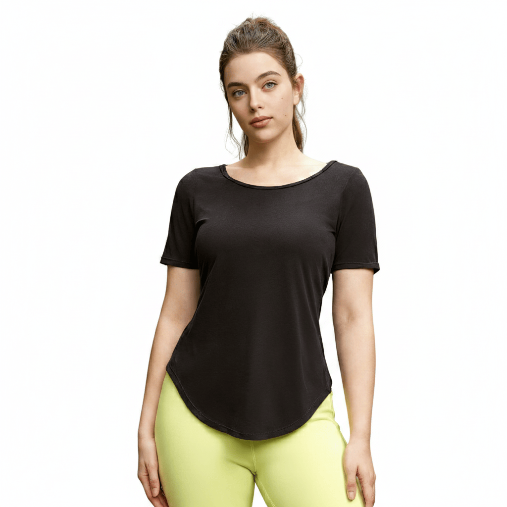 Plusock Breathable Essential Yoga Short Sleeves - Brown - 3 - image 2