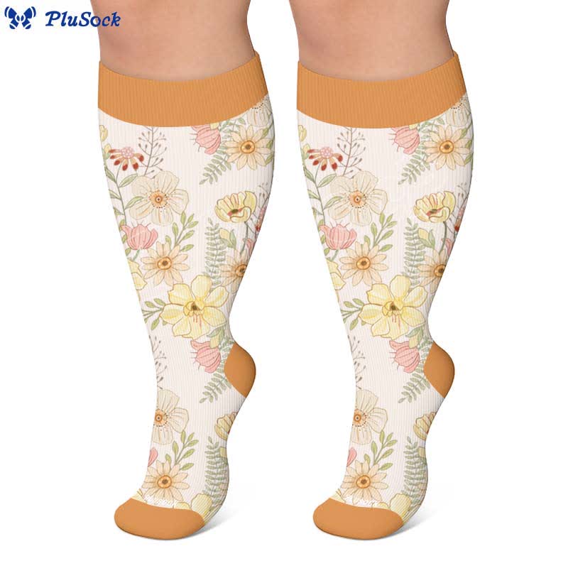 Plusock Plus Size Floral Knit Compression Socks - image 3