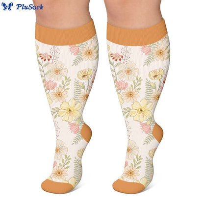 Plusock Plus Size Floral Knit Compression Socks - image 3