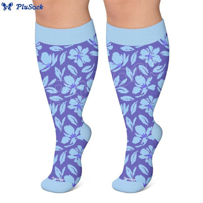 Plusock Plus Size Floral Knit Compression Socks - image 2