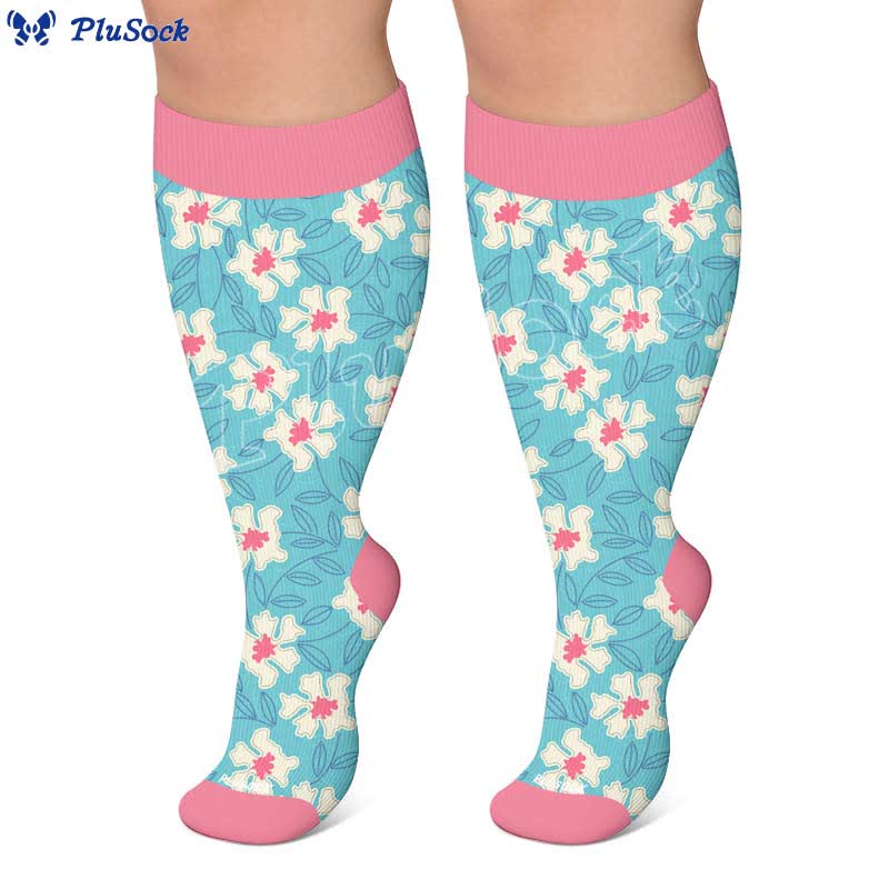 Plusock Plus Size Floral Knit Compression Socks - image 4