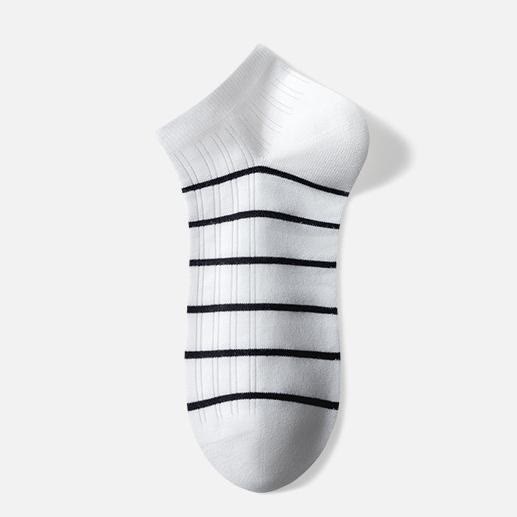 Plusock Cotton Striped Ankle Socks(5 Pairs) - White - EU39-44(US6-10) - image 2