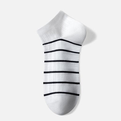 Plusock Cotton Striped Ankle Socks(5 Pairs) - White - EU39-44(US6-10) - image 2