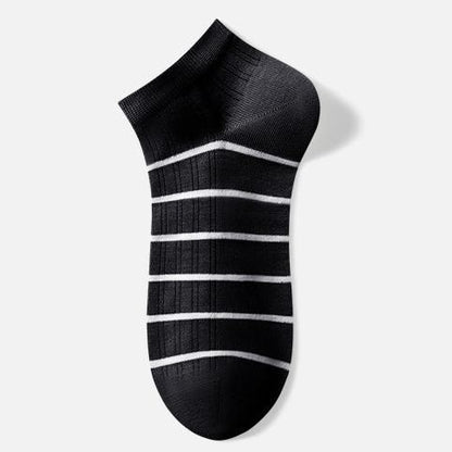 Plusock Cotton Striped Ankle Socks(5 Pairs) - Black - EU39-44(US6-10) - image 7