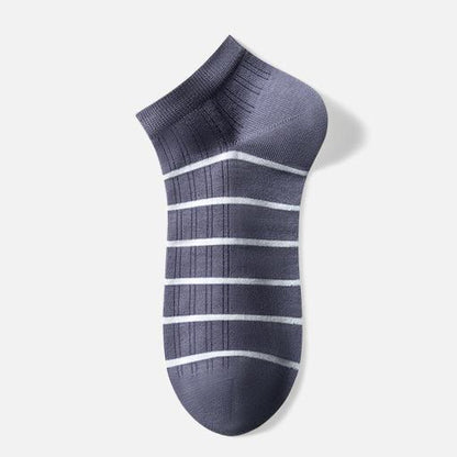 Plusock Cotton Striped Ankle Socks(5 Pairs) - Blue - EU39-44(US6-10) - image 1