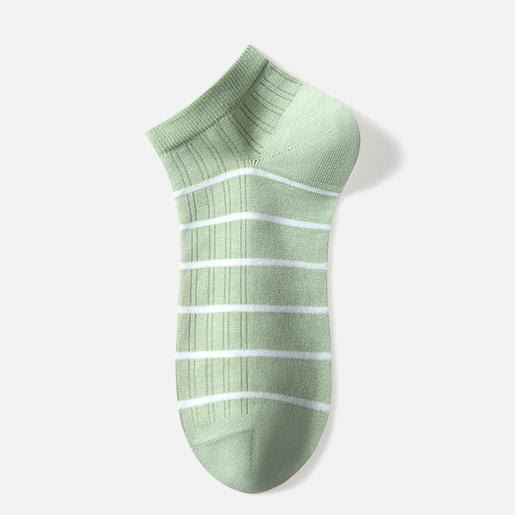 Plusock Cotton Striped Ankle Socks(5 Pairs) - Green - EU39-44(US6-10) - image 4