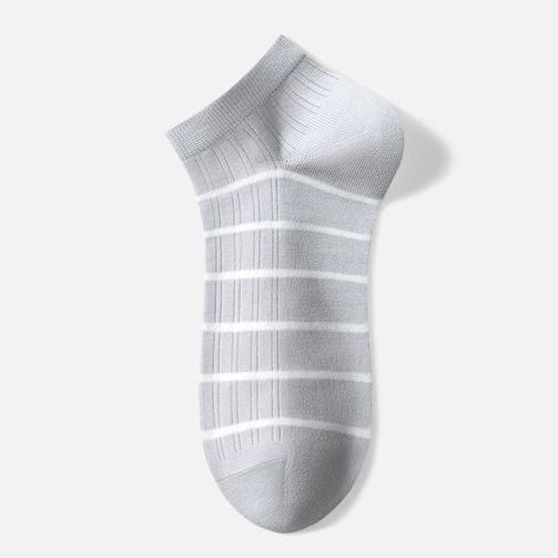 Plusock Cotton Striped Ankle Socks(5 Pairs) - Light Gray - EU39-44(US6-10) - image 3