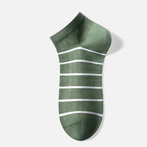 Plusock Cotton Striped Ankle Socks(5 Pairs) - Army Green - EU39-44(US6-10) - image 6