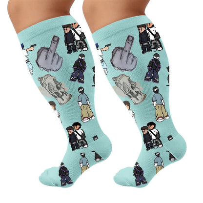 Plusock Plus Street Style Compression Socks - Blue(1 Pair) - 4XL - image 7