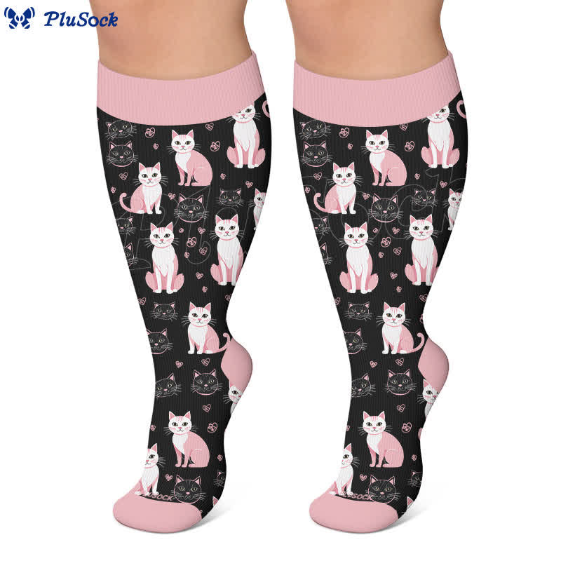 Plusock Plus Size Cute Cat Print Compression Socks - image 2