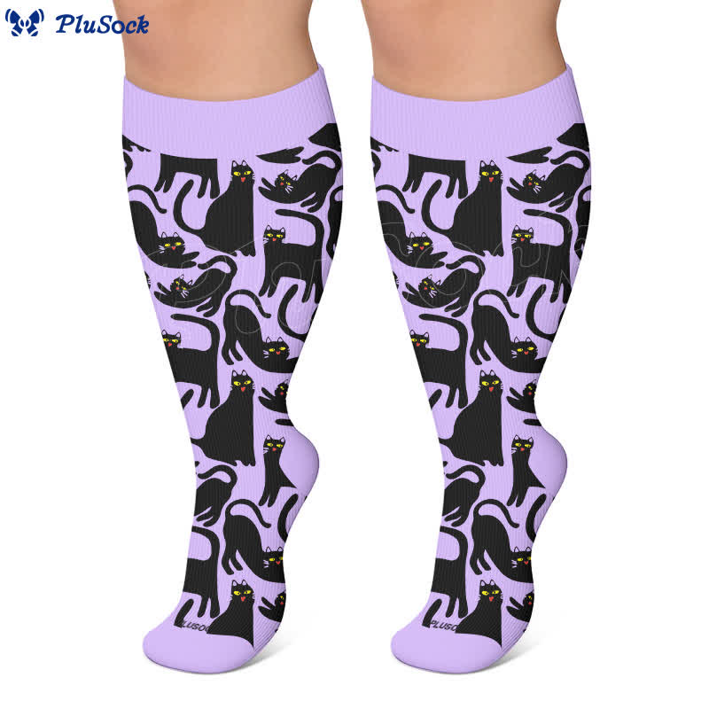 Plusock Plus Size Cute Cat Print Compression Socks - image 3