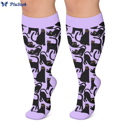 Plusock Plus Size Cute Cat Print Compression Socks - image 3