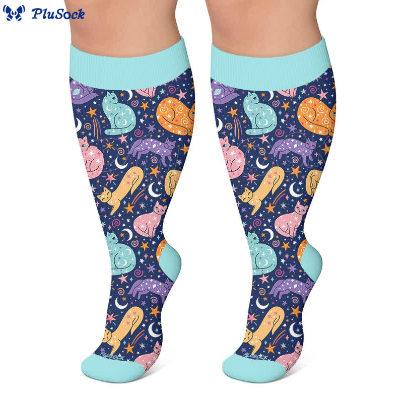 Plusock Plus Size Cute Cat Print Compression Socks - image 4