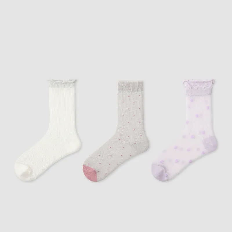 Plusock Sweet Dot Sheer Quarter Socks (3 Pairs) - Multicolor - EU35-39(US2-6) - image 1