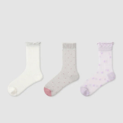 Plusock Sweet Dot Sheer Quarter Socks (3 Pairs) - Multicolor - EU35-39(US2-6) - image 1