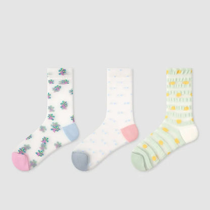 Plusock Pastel Everyday Sheer Quarter Socks (3 Pairs) - Multicolor - EU35-39(US2-6) - image 1